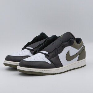 Air Jordan 1 Low “Black Toe Medium Olive” — 13M (DS, With Box, 553558-092)